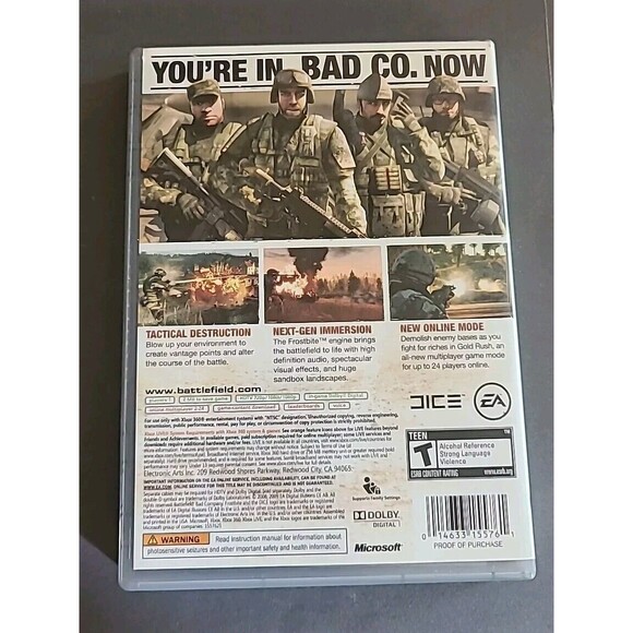 Xbox 360 Battlefield: Bad Company (Microsoft 2008) COMPLETE CIB Tested - Picture 2 of 4